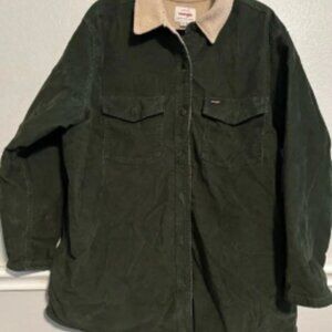 Wrangler Women’s Corduroy Sherpa Lined Field Jacket Shacket Green SZ XL